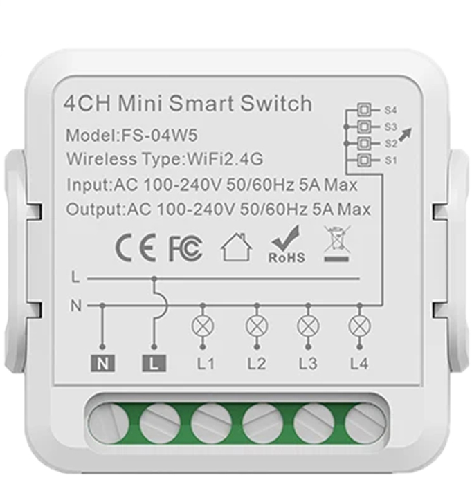 [ZM-104D-M-LT] Moes Mini 4 Gang Zigbee