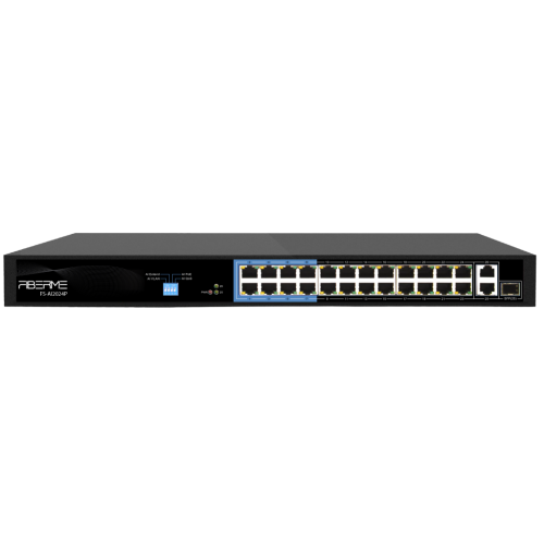 FIBERME  AI Switch 24 GB PoE Ports, Include 8 Long Rage Ports, 2 SFP combo Port, 250W