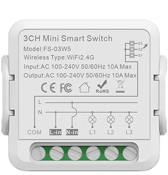 [ZM-104C-M-LT] Moes Mini 3 Gang Zigbee