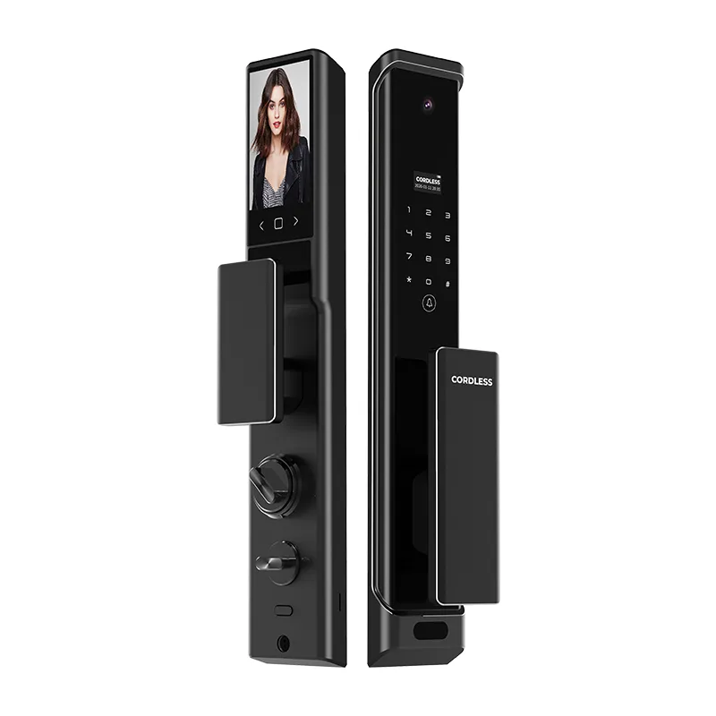 CORDLESS - MARS Doors Smart Lock -  External Camera, Internal Screen & 2-Way Video Call - 3D Face Recognition, Palm Vein Recognition
