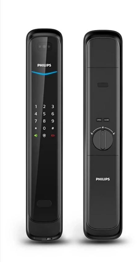 Philips - EasyKey/7000Series Push Pull - Smart Door Lock - 3D Facial-Recognition - Black