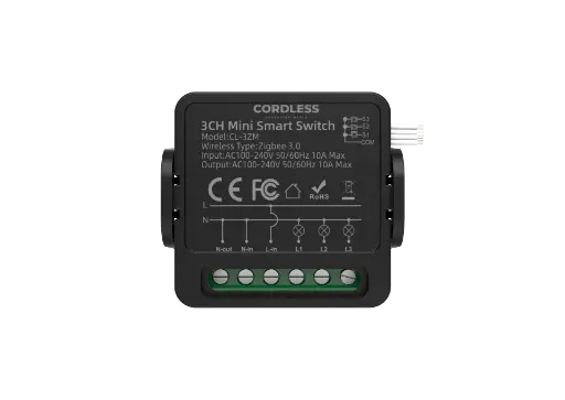 [CL-3ZM] CORDLESS - Zigbee -3CH Mini Smart Switch 10A Max - BLACK